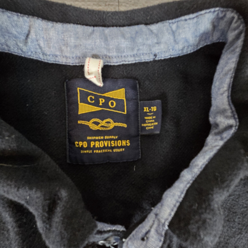 CPO Provisions Heavyweight Chore Coat Barn Jacket Black XL Leather Elbow Patches - Picture 3 of 8